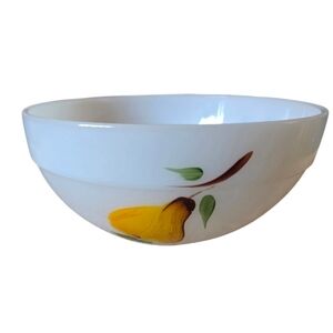 Fire King White 5" Bowl with Handpainted Fruit Made In USA Vintage Mid Century